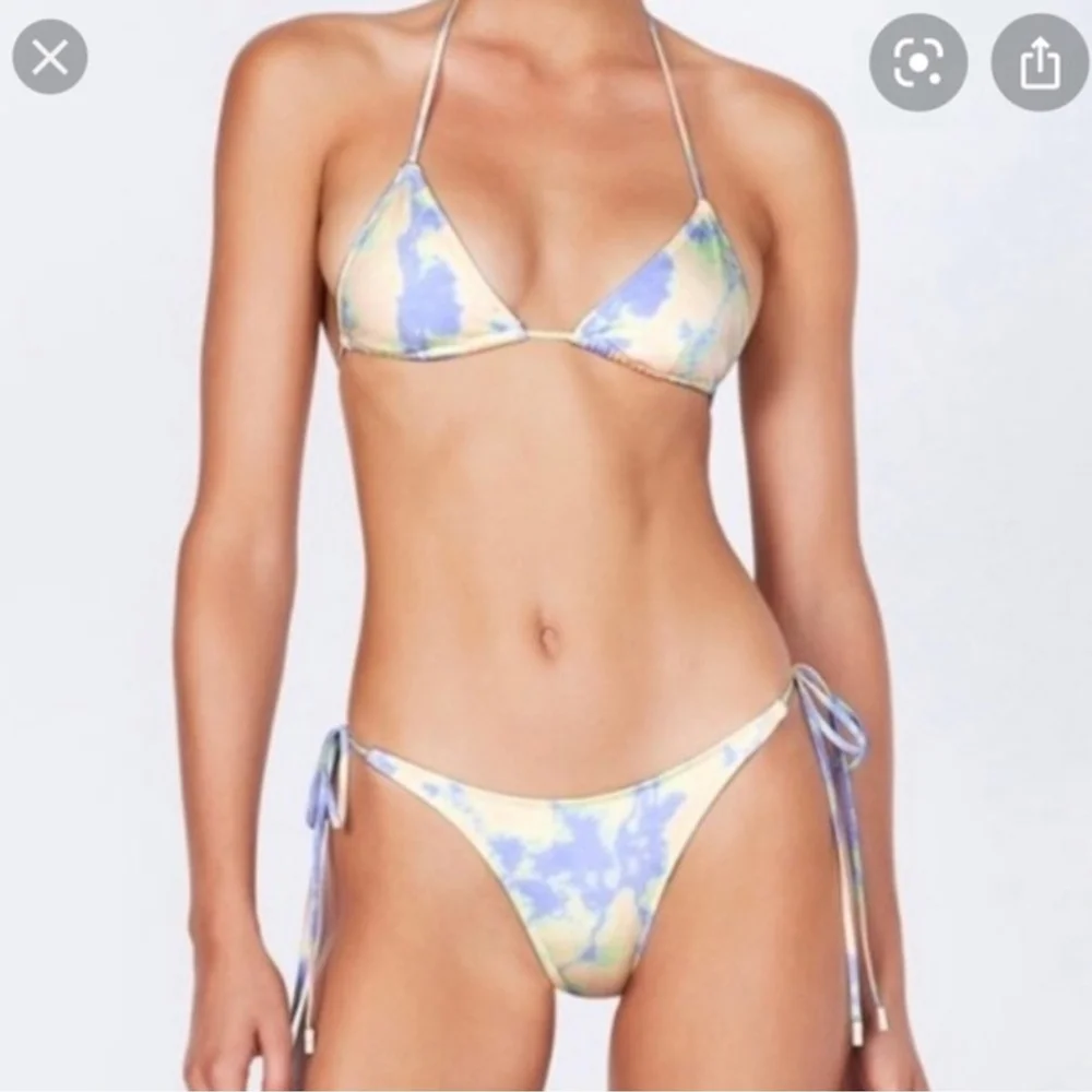Triangl Women's Neoprene Bathing Suit Bikini Purple Blue Bibi Luna Tie Dye Small
